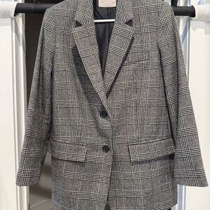 Everlane Black and White Checkered Blazer